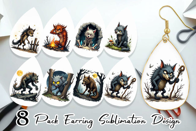 Earring Grumpy Werewolf Sublimation artnoy 