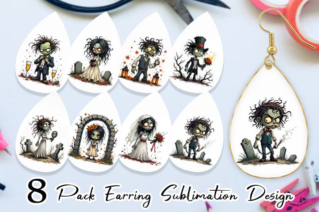 Earring Grumpy Zombie Couple Sublimation artnoy 