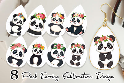 Earring Guitar Panda Sublimation artnoy 