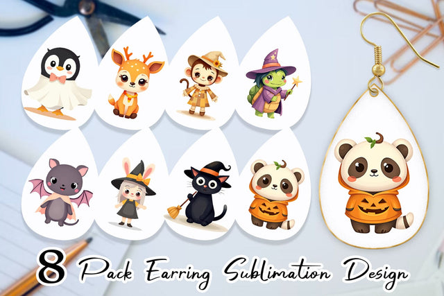 Earring Halloween Animals Sublimation artnoy 