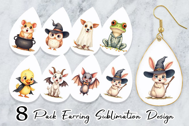 Earring Halloween Animals Sublimation artnoy 