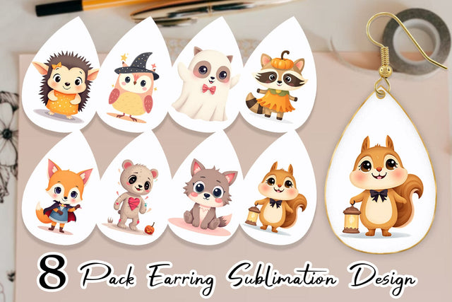 Earring Halloween Animals Sublimation artnoy 