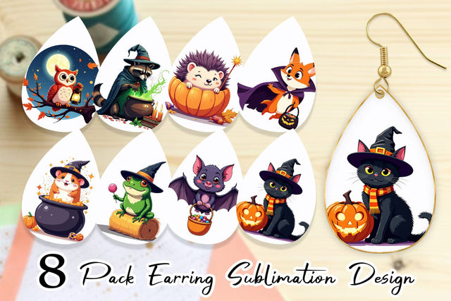 Earring Halloween Animals Sublimation artnoy 
