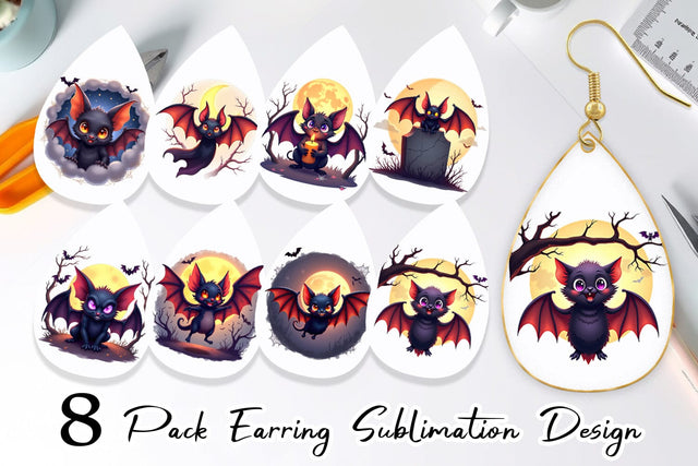 Earring Halloween Bat Flutter Sublimation artnoy 