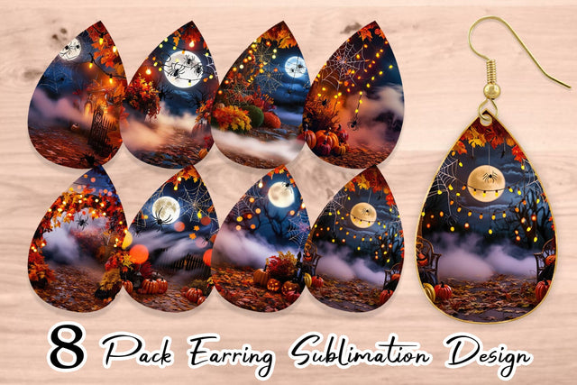 Earring Halloween Bokeh Scene Sublimation artnoy 