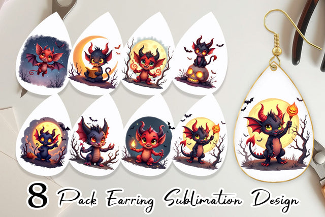 Earring Halloween Demon Spark Sublimation artnoy 