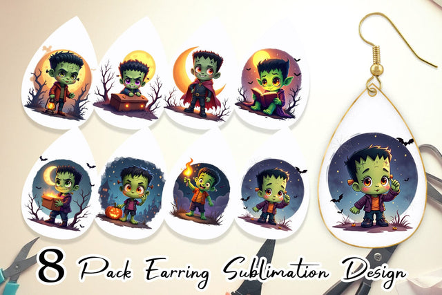 Earring Halloween Franky Bolt Sublimation artnoy 