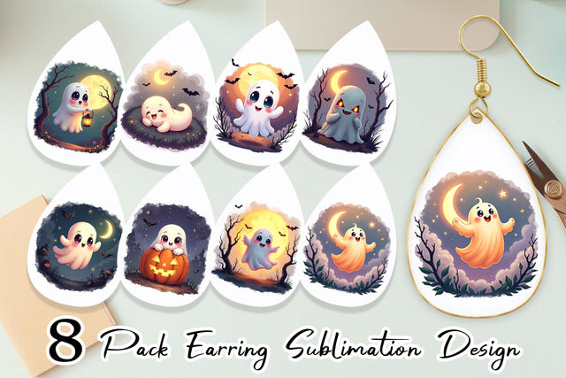 Earring Halloween Ghostly Charm Sublimation artnoy 