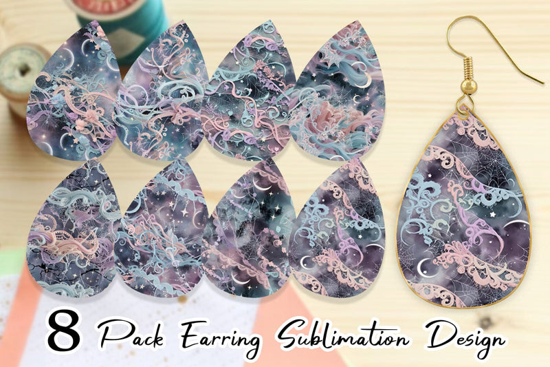 Earring Halloween Goth Pattern Sublimation artnoy 