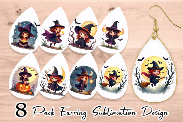 Earring Halloween Little Witch Sublimation artnoy 
