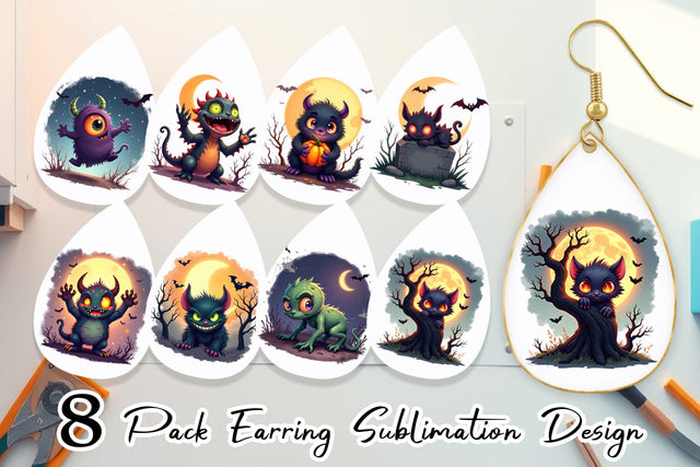 Earring Halloween Monster Creep Sublimation artnoy 