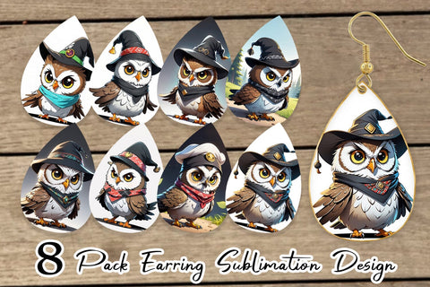 Earring Halloween Owl Sublimation artnoy 