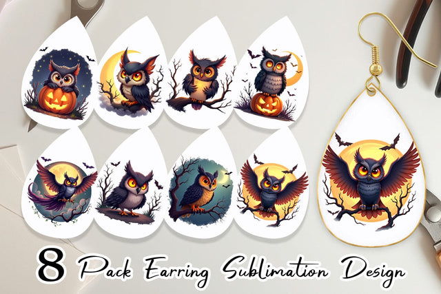 Earring Halloween Owl Whispers Sublimation artnoy 