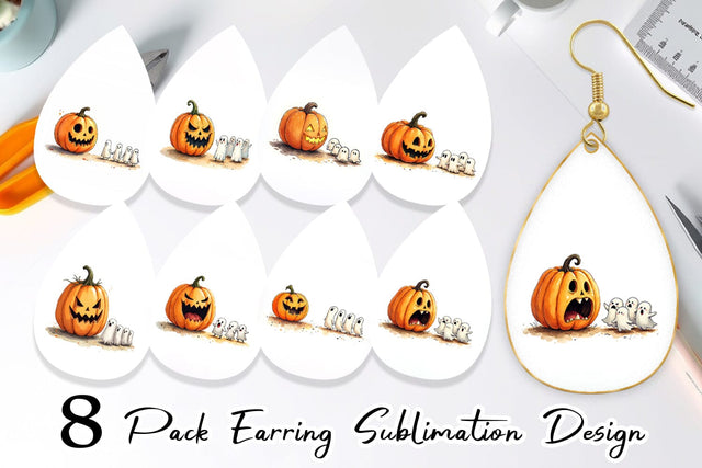 Earring Halloween Pumpkin Ghosts Sublimation artnoy 