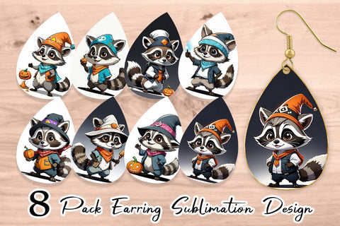 Earring Halloween Raccoon Sublimation artnoy 