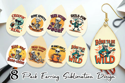 Earring Halloween Skeleton Coffee Sublimation artnoy 