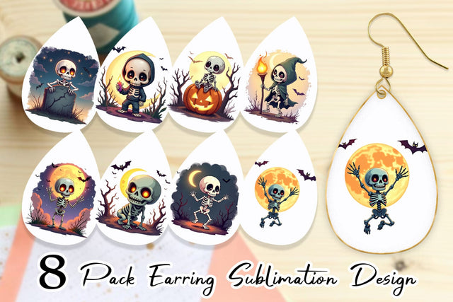 Earring Halloween Skeleton Dance Sublimation artnoy 