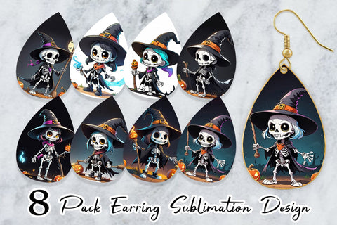 Earring Halloween Skeleton Sublimation artnoy 