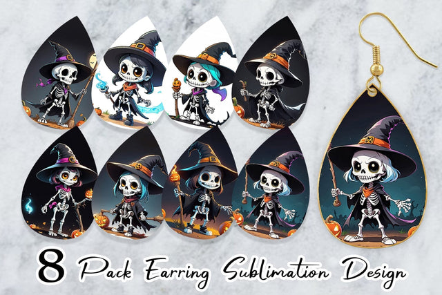 Earring Halloween Skeleton Sublimation artnoy 