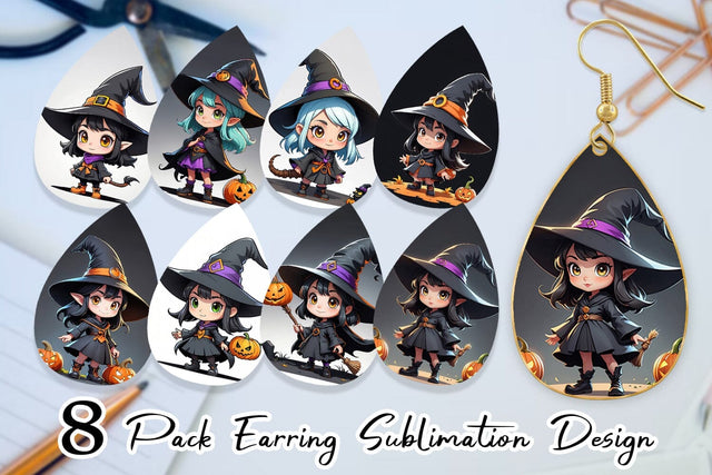 Earring Halloween Spooky Witch Sublimation artnoy 