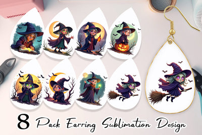 Earring Halloween Witch Spell Sublimation artnoy 