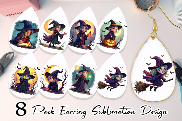 Earring Halloween Witch Spell Sublimation artnoy 