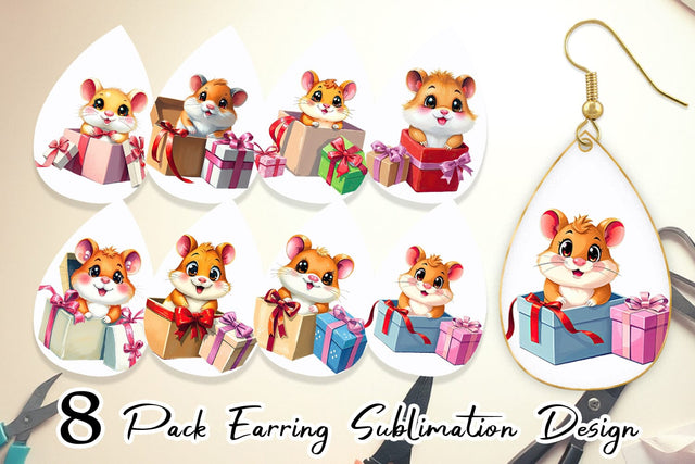 Earring Hamster Gift Sublimation artnoy 