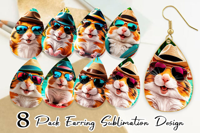 Earring Hamsters in Summer Sublimation artnoy 
