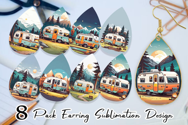 Earring Happy Camping Sublimation artnoy 