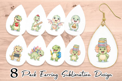 Earring Happy First Day School Dino Sublimation artnoy 