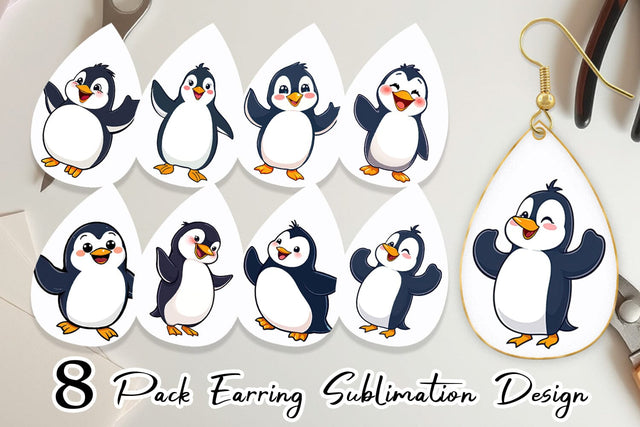 Earring Happy Penguin Sublimation artnoy 