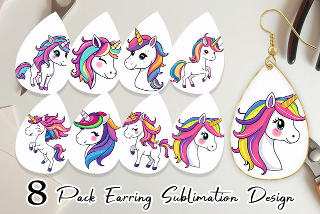 Earring Happy Unicorn Sublimation artnoy 