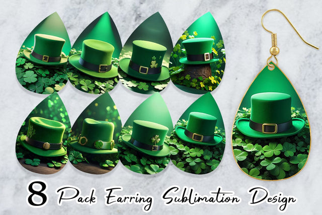 Earring Hat Patrick's Day Sublimation artnoy 