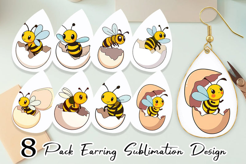 Earring Hatching Baby Bee Sublimation artnoy 
