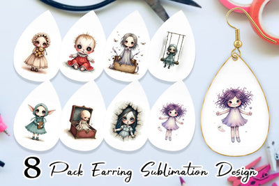 Earring Haunted Doll Spirits Sublimation artnoy 