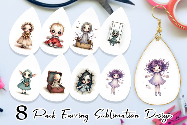 Earring Haunted Doll Spirits Sublimation artnoy 