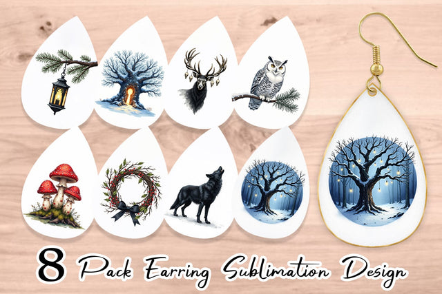 Earring Haunted Forest Gothic Christmas Sublimation artnoy 