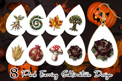Earring Haunted Harvest Botanical Patchwork Sublimation artnoy 