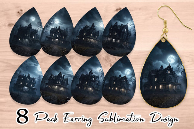 Earring Haunted House Sublimation artnoy 