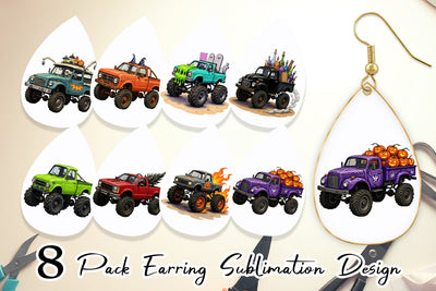 Earring Haunted Monster Truck Sublimation artnoy 