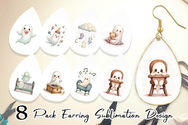Earring Haunted Nursery Ghosts Sublimation artnoy 
