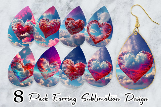 Earring Heart Clouds Sublimation artnoy 