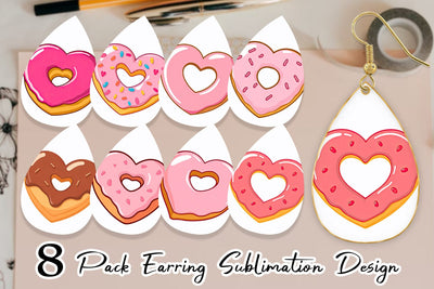 Earring Heart Donut Sublimation artnoy 