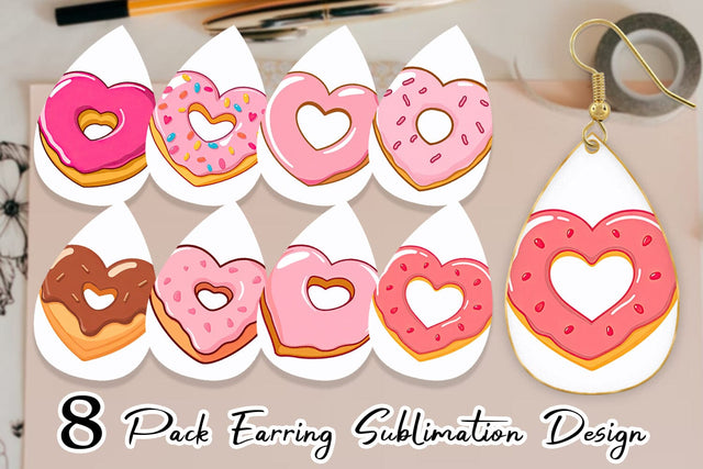Earring Heart Donut Sublimation artnoy 