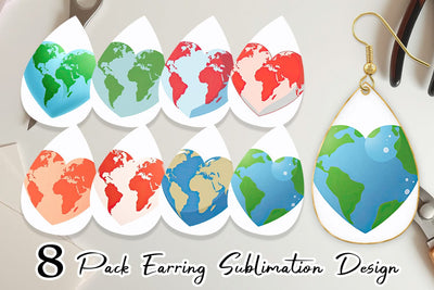 Earring Heart-Shaped Earth Sublimation artnoy 
