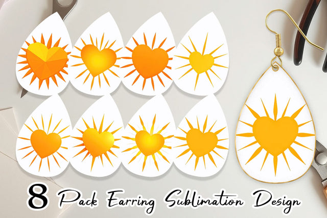 Earring Heart Sun Sublimation artnoy 