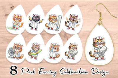 Earring Heatwave Feline Nurse Chaos Sublimation artnoy 