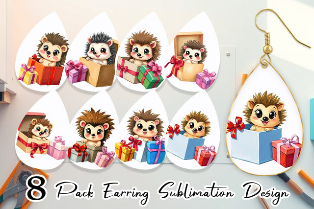 Earring Hedgehog Gift Sublimation artnoy 