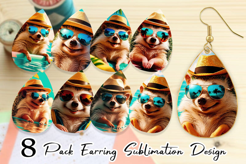 Earring Hedgehogs in Summer Sublimation artnoy 