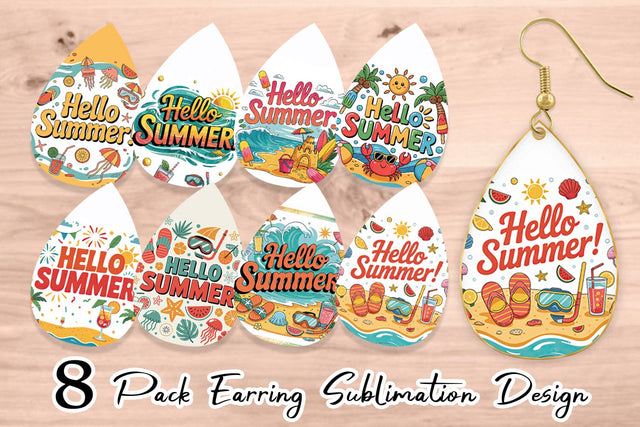 Earring Hello Summer Bundle Sublimation Sublimation artnoy 